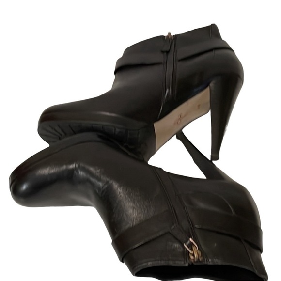 Cole Haan Black Leather Harness Stiletto Booties Size 9.5 - Picture 3 of 9